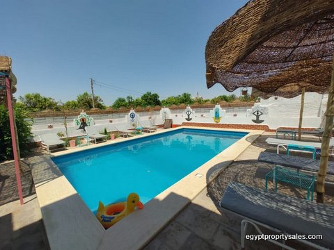 Elegant 3-Bedroom House with Pool, Garden & Guest Chalets for Sale or Rent in Al Gezira, Luxor